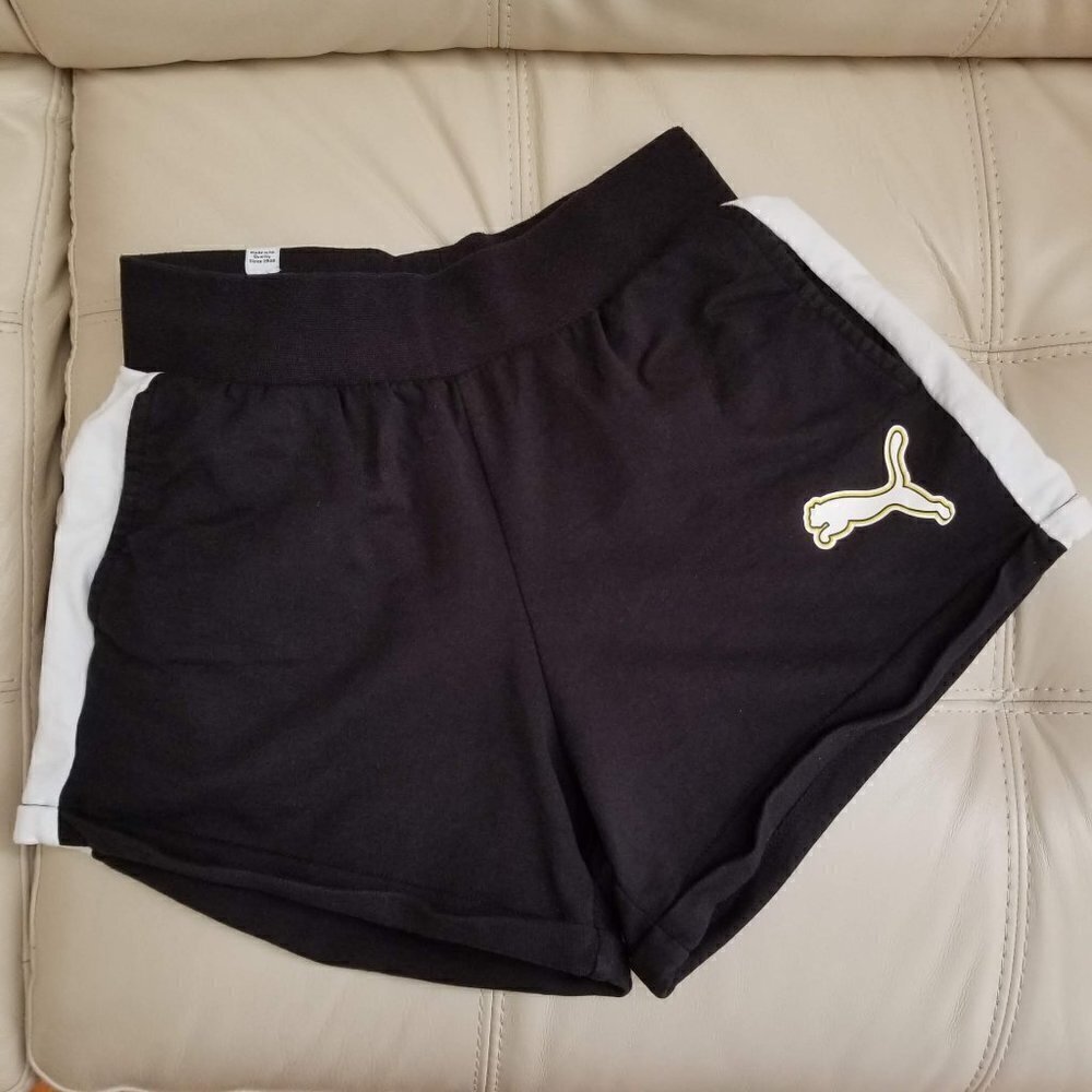 Puma Navy Pull On Elastic Waist Shorts Size Small
